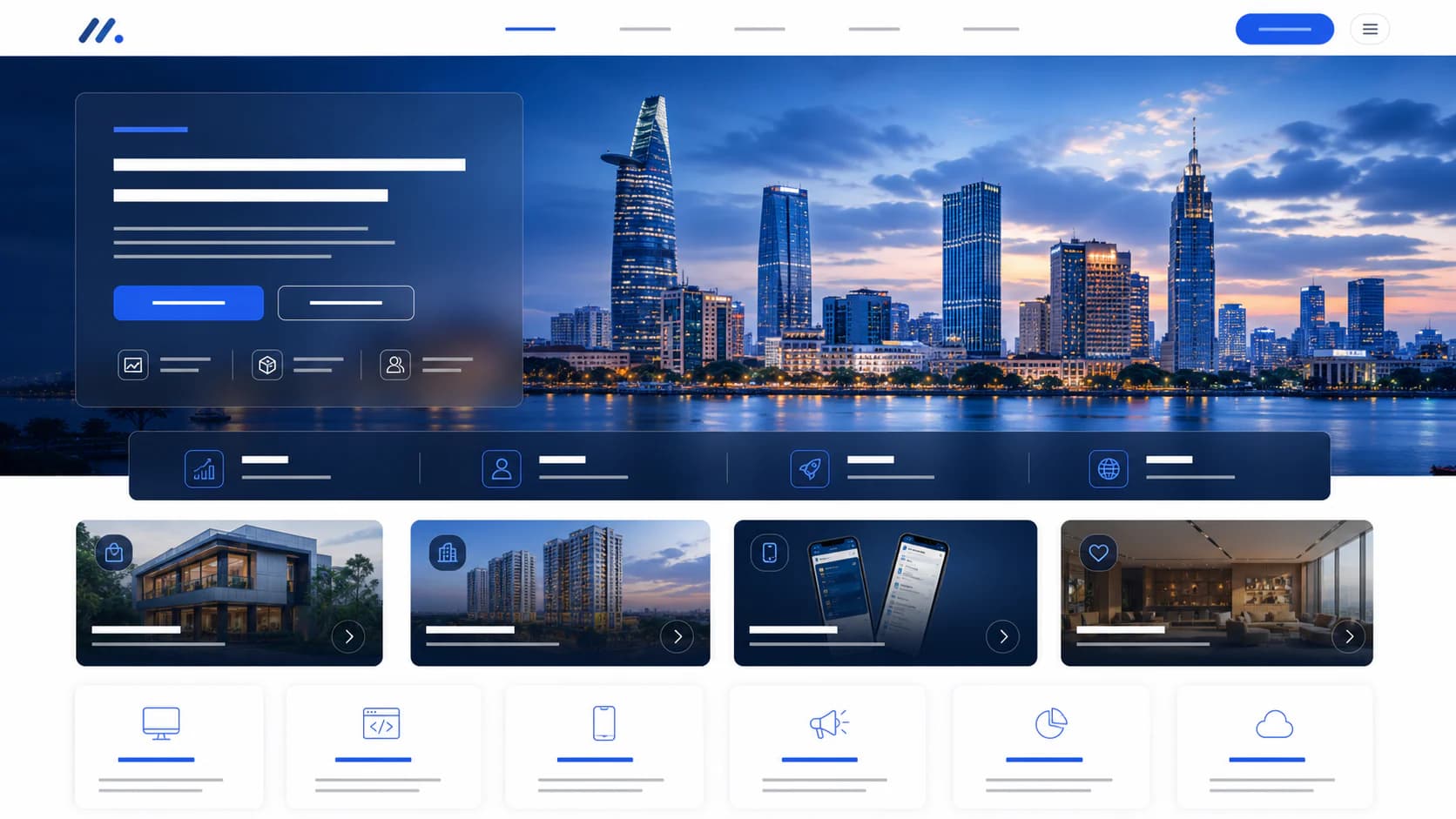 Giao diện website doanh nghiệp với hình ảnh thành phố