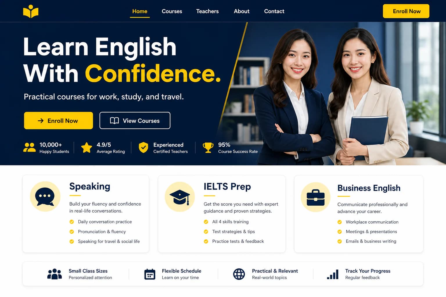 Giao diện Website trung tâm Anh ngữ