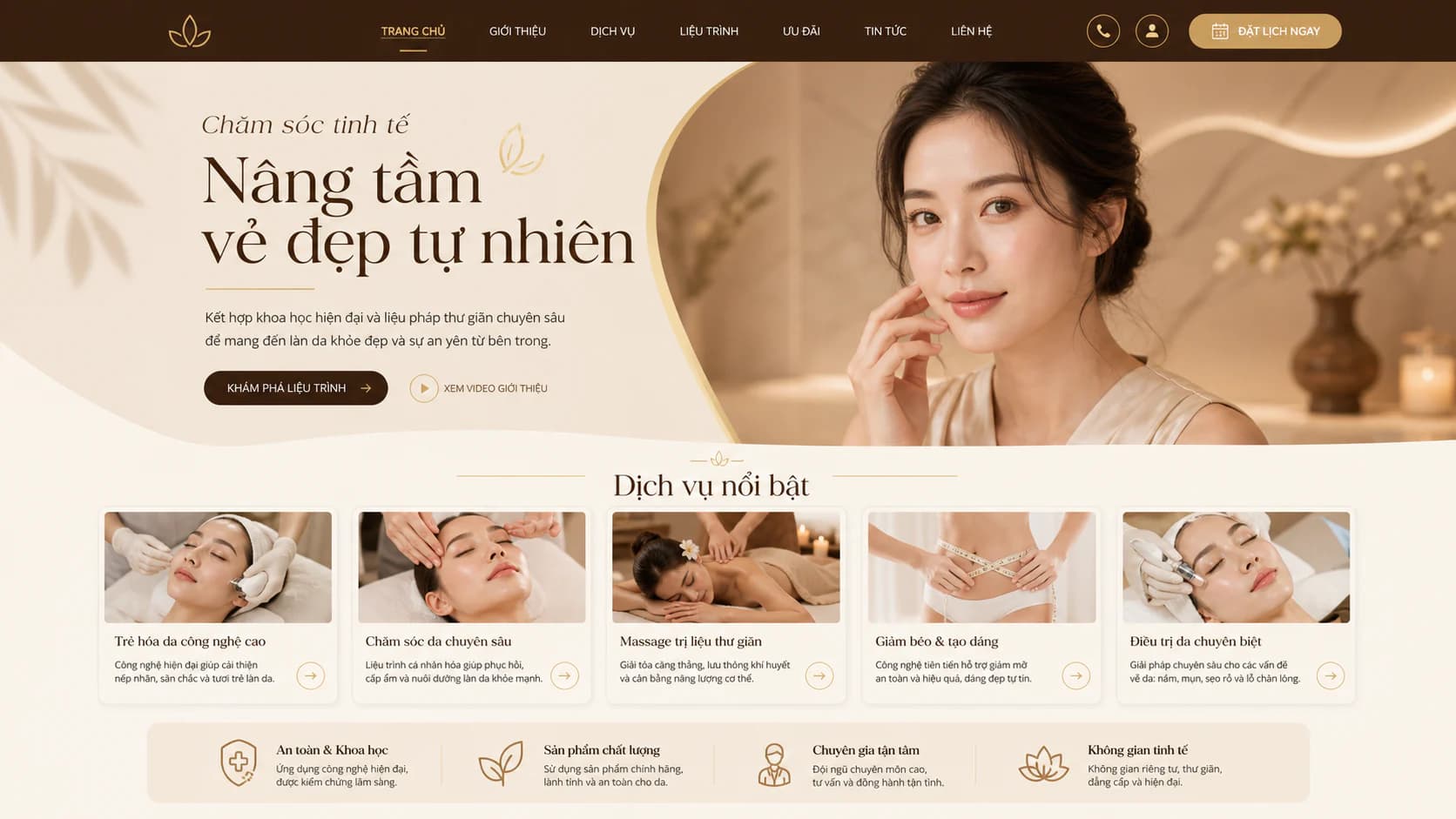 Giao diện Website Spa & Thẩm mỹ viện